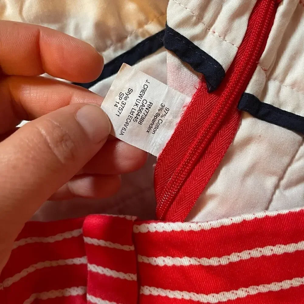 J CREW | red orange white striped shorts 0